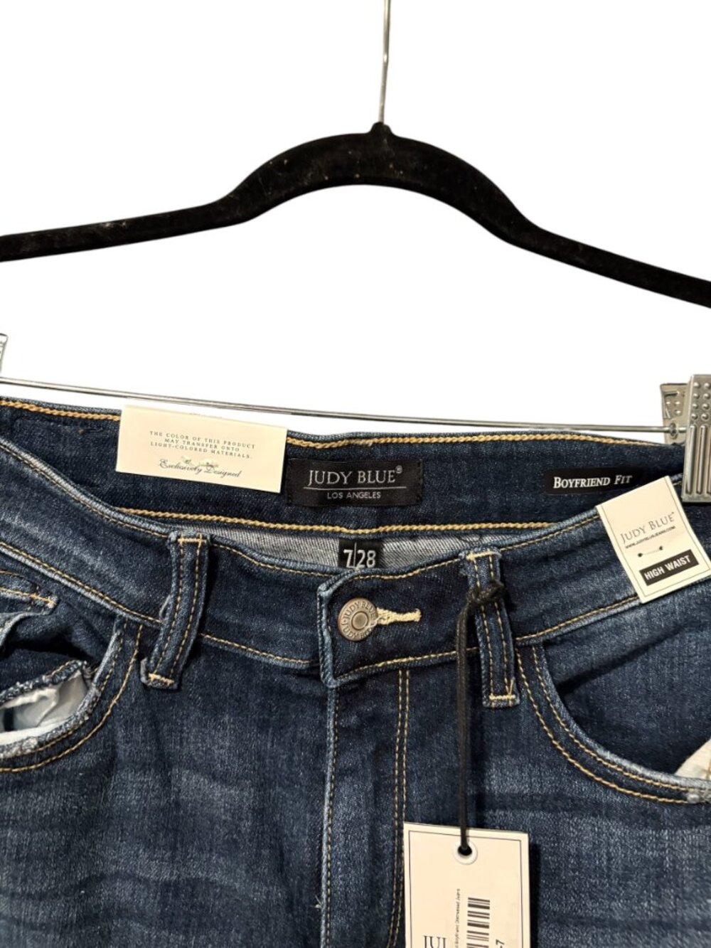 Judy Blue High Waist Boyfriend Fit Distressed Jeans - Picture 5 of 7